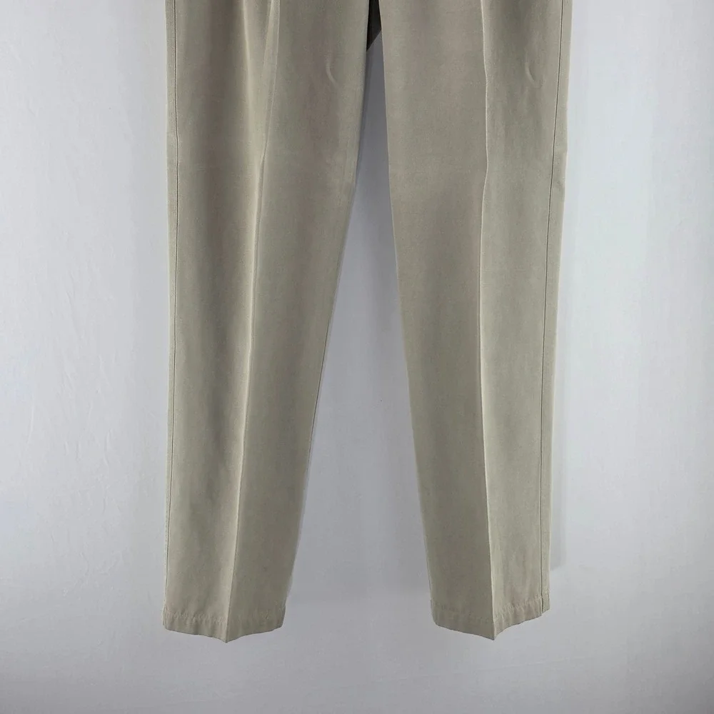 Nat Nast Pleated Trousers Mens 37x34 Cement Beige Silk Cotton Casual Classicwear
